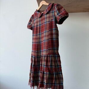 Jane Marple tartan fringe wool babydoll dress